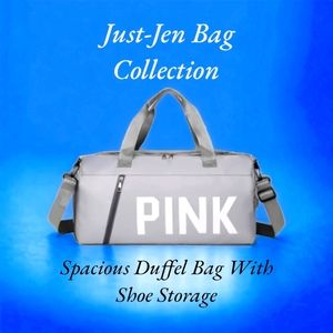 PINK...Spacious Grey Duffle Bag with Shoe Storage!! Make An Offer Today!!